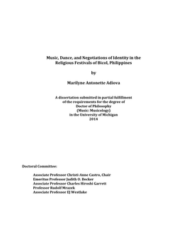Music, Dance, and Negotiations of Identity in the Religious Festivals of Bicol, Philippines