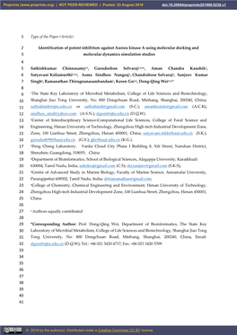 Identification of Potent Inhibitors Against Aurora