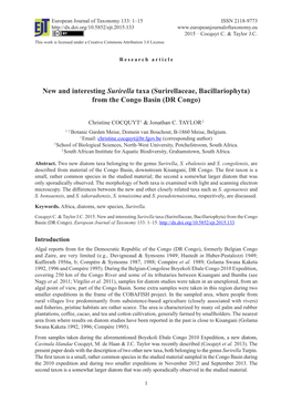 New and Interesting Surirella Taxa (Surirellaceae, Bacillariophyta) from the Congo Basin (DR Congo)