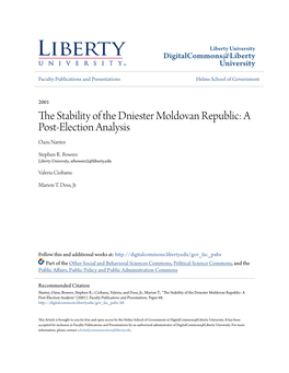 The Stability of the Dniester Moldovan Republic: a Post-Election Analysis