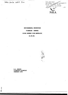 ENVIRONMENTAL PROTECTION FISHERIES CONTROL RIVER OKEMENT FISH MORTALITY 16.09.89. Vf.' \ N.A. READER FISHERIES SCIENTIST FEBRUAR