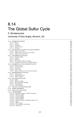 8.14 the Global Sulfur Cycle P