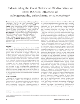 Understanding the Great Ordovician Biodiversification Event (GOBE): Influences of Paleogeography, Paleoclimate, Or Paleoecology?