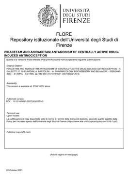 Piracetam and Aniracetam Antagonism of Centrally Active