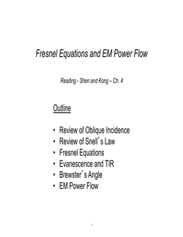 Fresnel Equations and EM Power Flow