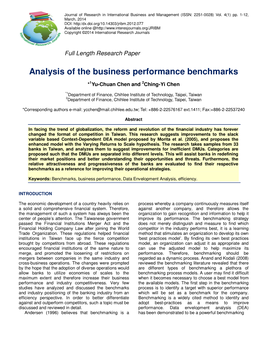 Analysis of the Business Performance Benchmarks