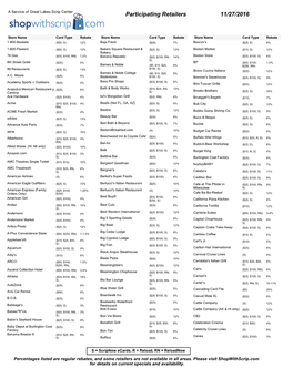 Participating Retailers 11/27/2016