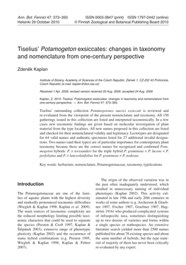 Tiselius' Potamogeton Exsiccates