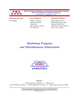 Workshop Program and Miscellaneous Information