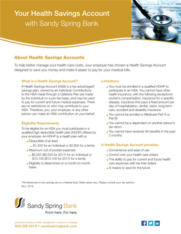 Your Health Savings Account with Sandy Spring Bank