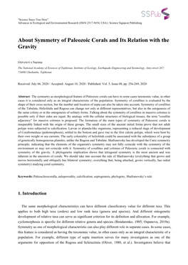 About Symmetry of Paleozoic Corals and Its Relation with the Gravity