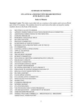 1 Summary of Motions Cfa Annual and Executive