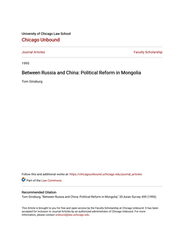 Political Reform in Mongolia
