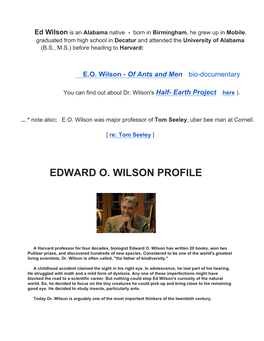 Edward O. Wilson Profile