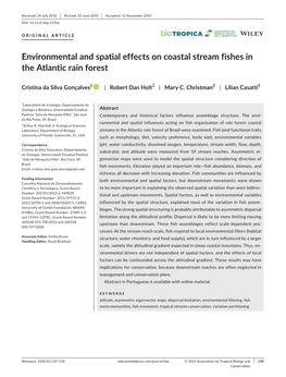 Environmental and Spatial Effects on Coastal Stream Fishes in the Atlantic Rain Forest