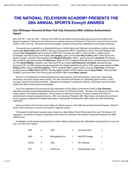 Sports Emmy Award Winners