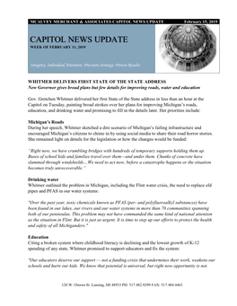 CAPITOL NEWS UPDATE February 15, 2019