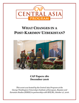 What Changes in a Post-Karimov Uzbekistan?