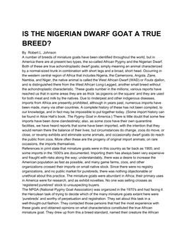 Is the Nigerian Dwarf Goat a True Breed?