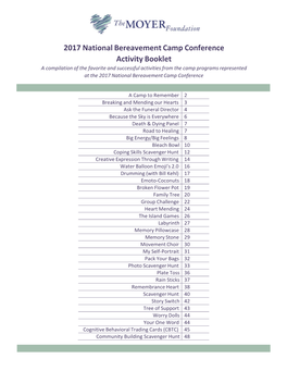 2017 National Bereavement Camp Conference Activity Booklet