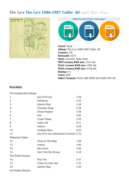 The La's the La's 1986-1987 Callin' All Mp3, Flac, Wma