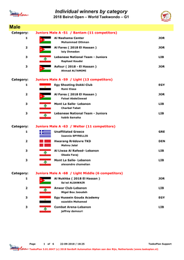 Male Individual Winners by Category