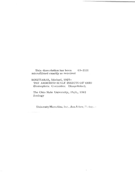 T H Is D Is S E Rta Tio N Has B E E N 63—2521 M Ic Ro Film E D E X a C Tly As Re C E Iv E D KOSZTARAB, M Ichael, 1 9