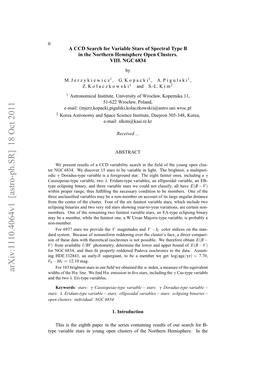 A CCD Search for Variable Stars of Spectral Type B in the Northern