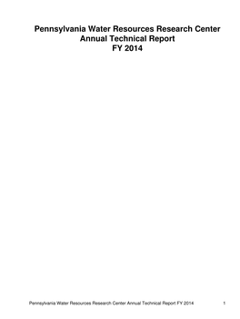 Pennsylvania Water Resources Research Center Annual Technical Report FY 2014