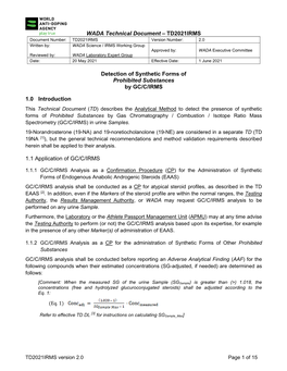 WADA Technical Document – TD2021IRMS