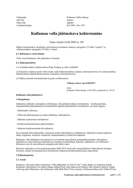 Kullamaa Valla Jäätmekava Kehtestamine