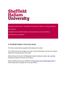 Sheffield Hallam University Research Archive (SHURA) At