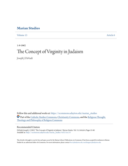 The Concept of Virginity in Judaism