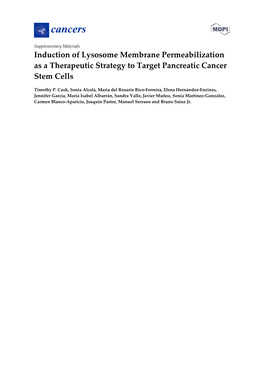 Induction of Lysosome Membrane Permeabilization As a Therapeutic Strategy to Target Pancreatic Cancer Stem Cells