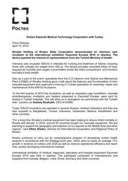 Rostec Expands Medical Technology Cooperation with Turkey Press