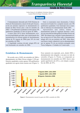 Desmatamento Nas Bacias Hidrográficas De Mato Grosso (Com Base Em Dados Da Sema, 2006)