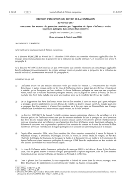 Décision D'exécution (Ue) 2017/ 247 De La Commission