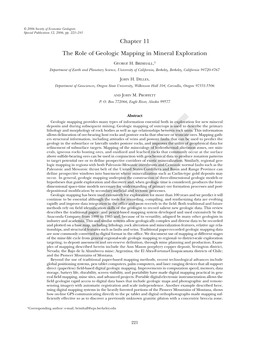 Chapter 11 the Role of Geologic Mapping in Mineral Exploration