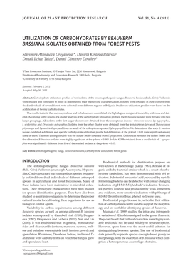 Utilization of Carbohydrates by Beauveria Bassiana Isolates Obtained from Forest Pests