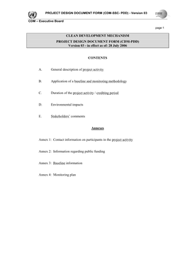 Clean Development Mechanism Project Design Document Form (CDM-PDD). (Version 03.2)