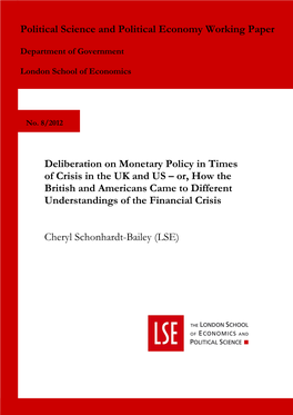 Deliberation on Monetary Policy in Times of Crisis in the UK and US – Or, How the British and Americans Came to Different Understandings of the Financial Crisis