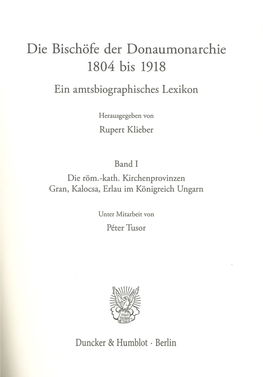 Die Bischöfe Der Donaumonarchie 1804 Bis 1918