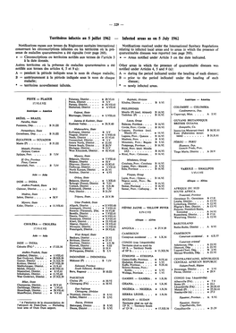 Territoires Infectés an 5 Juillet 1962 - Infected Areas As on 5 July 1962