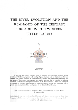 The River Evolution and the Remnants of the Tertiary Surfaces in the Western Little Karoo