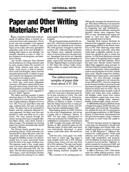 Paper and Other Writing Materials: Part II