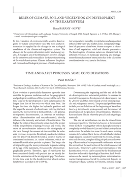 Rules of Climate, Soil and Vegetation on Development of the Karstsystem