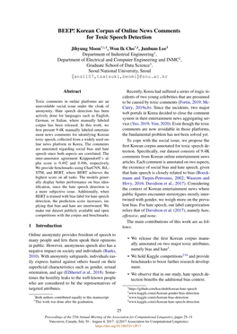 BEEP! Korean Corpus of Online News Comments for Toxic Speech Detection