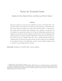 Tactics for Twenty20 Cricket