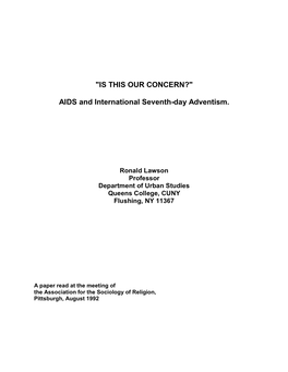 AIDS and International Seventh-Day Adventism