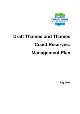 Draft Thames and Thames Coast Reserves: Management Plan